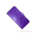 Custodia di telefono del portafoglio in pelle personalizzata con scheda a specchio